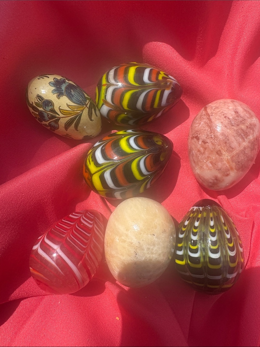 Decorative Multicolor Marble and Glass Accent Eggs - Assorted